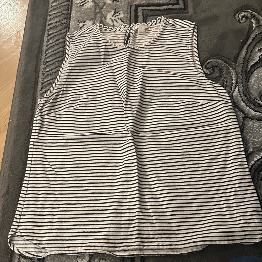 J. Crew Black and White Striped Tank Top